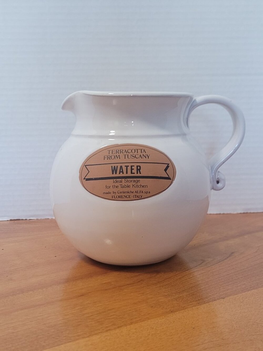 Water Pitcher 48oz TERRACOTTA FROM TUSCANY Ceramiche Alfa Spa Florence Italy